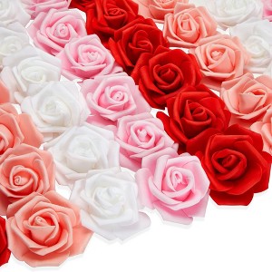 Bright Creations 100 Pack Pink and White Artificial Rose Heads, 3-Inch Stemless Flowers for Valentine's Day, Weddings, Bouquets, DIY Crafts, 4 Colors - 1 of 4