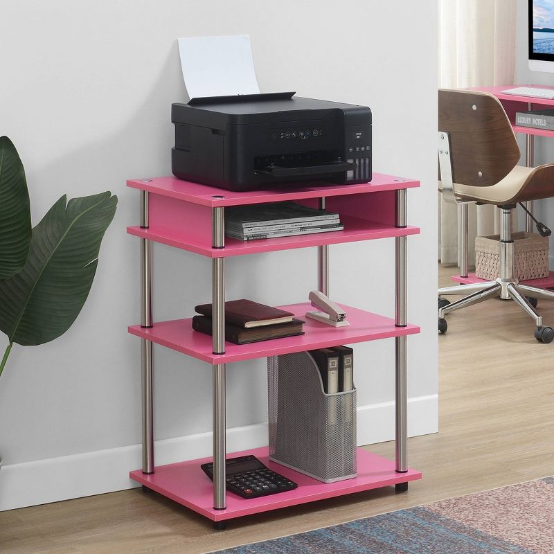 Designs2Go No Tools Printer Stand with Shelves Pink/Chrome - Breighton Home, 2 of 9