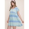 Slickblue Flirty Floral Mini Dress, Baby Doll Silhouette with V-Neck & Ruffle Sleeves in Blue, Size S-L - 3 of 4