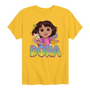 Boys' - Dora the Explorer - Logo Map And Flowers Short Sleeve Graphic T-Shirt - 1 of 4