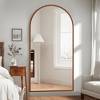 MAYEERTY Full-Length Mirror Solid Wood Straight Edge Right Angle Arch Black 71x35x1in No Stand - 3 of 4
