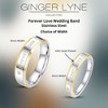 Forever Love 4 mm or 6mm Wedding Band Ring for Men or Women Two Tone Stainless Steel Ginger Lyne Collection - 3 of 4