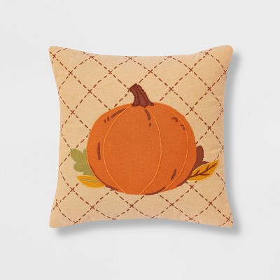 Pumpkin Square Throw Pillow Orange