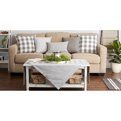 Gray and White Cotton Polyester Euro Gingham Check Pillowcase Set