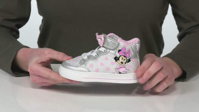 Minnie Mouse Shoes Girl Sneakers - High Top Casual Canvas Characters Slip on Kids Shoes (toddler/little kid sizes 6-12), 2 of 9, play video