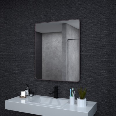 Damerin Anti-Rust 30 x 36 In. Aluminum Framed Rounded Rectangle Bathroom Wall Mirror