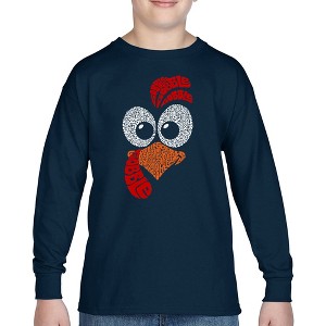LA Pop Art Turkey Face - Boy's Word Art Long Sleeve T-Shirt - 1 of 4