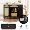 Rattan Rolling Kitchen Island Table on Wheels with Drop Leaf, Tilt Out Trash Can Cabinet with 2 Door, Storage Cabinet, 2 Drawer - 4 of 4