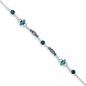 Black Bow Jewelry Sterling Silver Turquoise Anklet, 9 Inch - 1 of 4