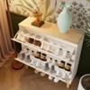 SKRAN Shoes Storage Cabinet for Entryway,Narrow Shoe Rack Cabinet with 2 Flip Drawers and Natural Wood Legs,Slim Organizer for 8-16 Pairs - 2 of 4