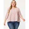 Agnes Orinda Women's Plus Size 3/4 Sleeve Square Neck Floral Peplum Babydoll Blouses - 3 of 4