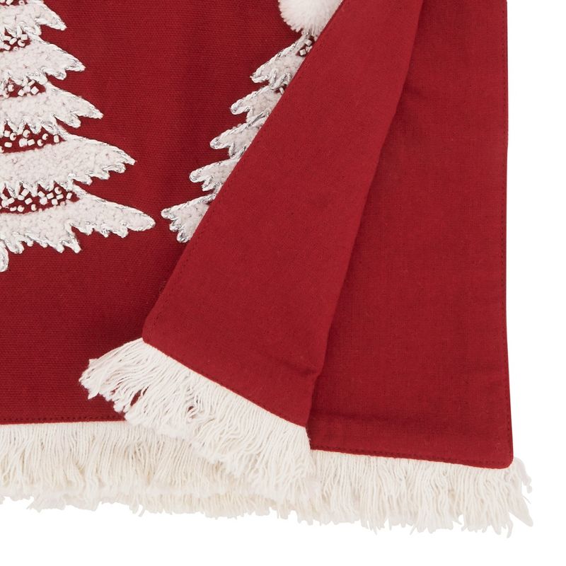 Saro Lifestyle Holly Jolly Christmas Trees Table Runner, 16"x72", Red, 2 of 4