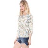 Allegra K Women's Bow Tie Round Neck 3/4 Raglan Sleeve Floral Blouse - 4 of 4