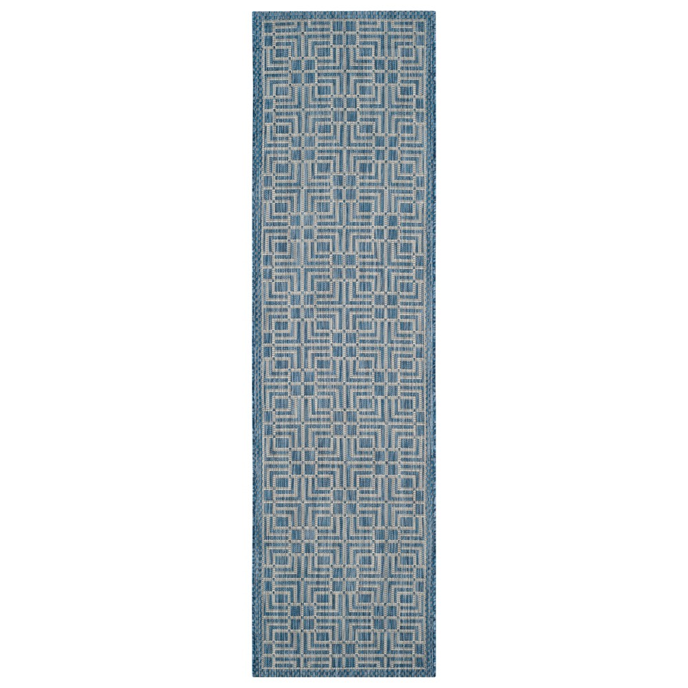 2'3in x 8' Poissy Outdoor Rug Navy/Gray - Safavieh