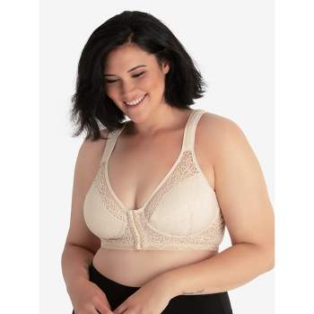 Leading Lady The Nora - Shimmer Support Back Lace Front-closure Bra In  White, Size: 44a : Target