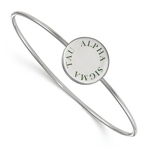 Black Bow Jewelry Sterling Silver Alpha Sigma Tau Greek Life Bangle Bracelet 6 Inch - 1 of 3