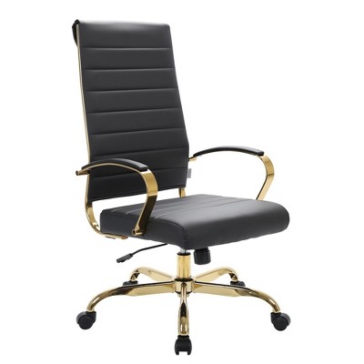 LeisureMod Benmar High-Back Leather Office Chair with Swivel, Tilt, and Adjustable Height