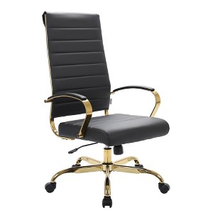 LeisureMod Benmar High-Back Leather Office Chair with Swivel, Tilt, and Adjustable Height - 1 of 4