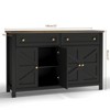 Angel Sar 55'' Farmhouse Buffet Cabinet with Drawers and Barn Door Design, Sideboard for Dining Room and Kitchen, Black - 3 of 4