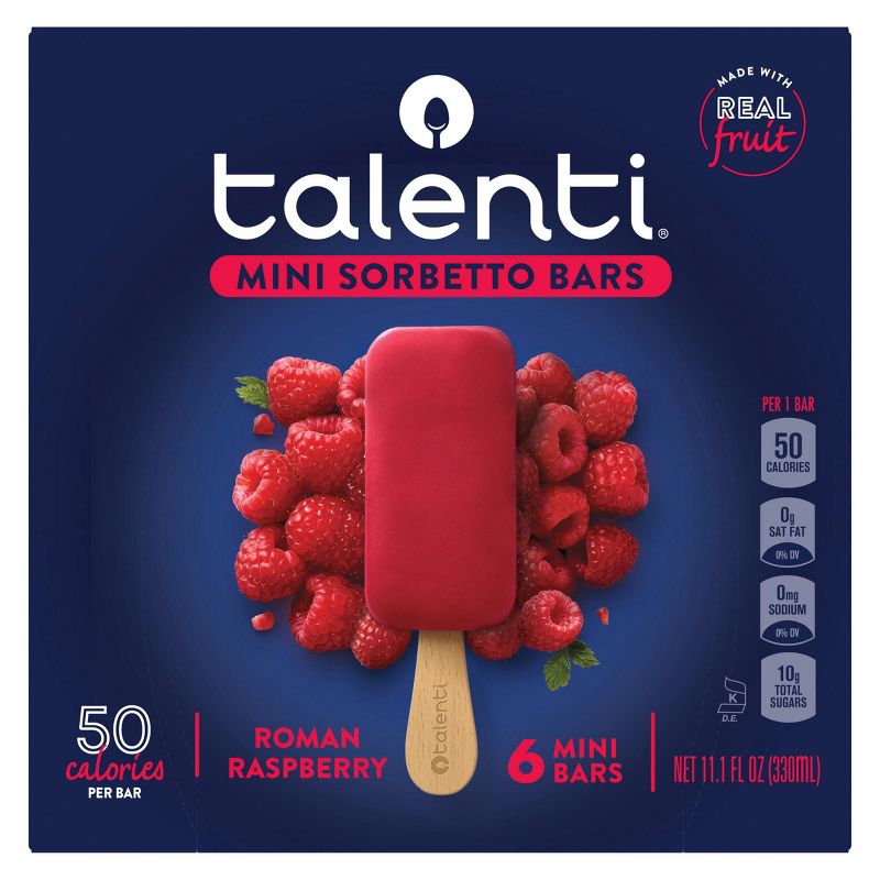 Talenti Roman Raspberry Frozen Mini Sorbetto Bars - 6pk/11.1 fl oz, 3 of 10