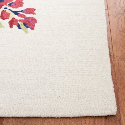 Ivory and Rose Floral Hand-Tufted Wool Area Rug