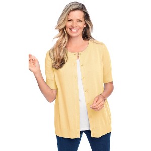 Woman Within Plus Size Perfect Elbow-Length Sleeve Cardigan - 1 of 4