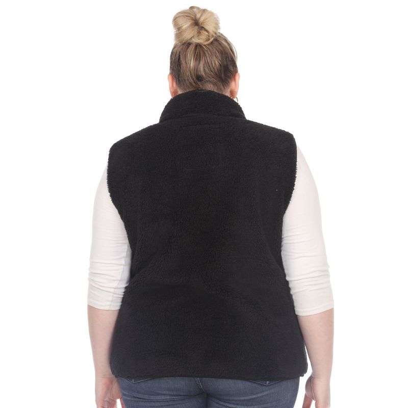 Plus Size Zip up High Pile Fleece vest -White Mark, 3 of 6