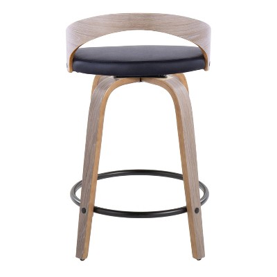 Grotto 18" Light Gray and Black Swivel Counter Stool Set