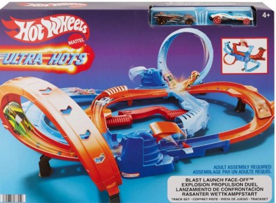 Hot Wheels Ultra Hots Blast Launch Face Off Track Set with 2 1 64 Scale Toy Cars