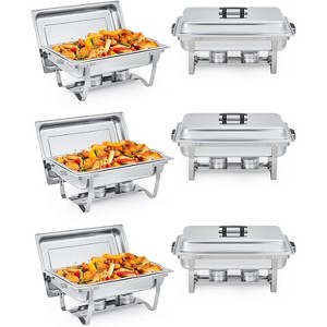 2/4/6 Pack 8QT Rectangular Stainless Steel Chafing Dishes Set with Lids & Foldable Frames & Food Warmers for Catering, Parties, Weddings & Banquets - 1 of 4