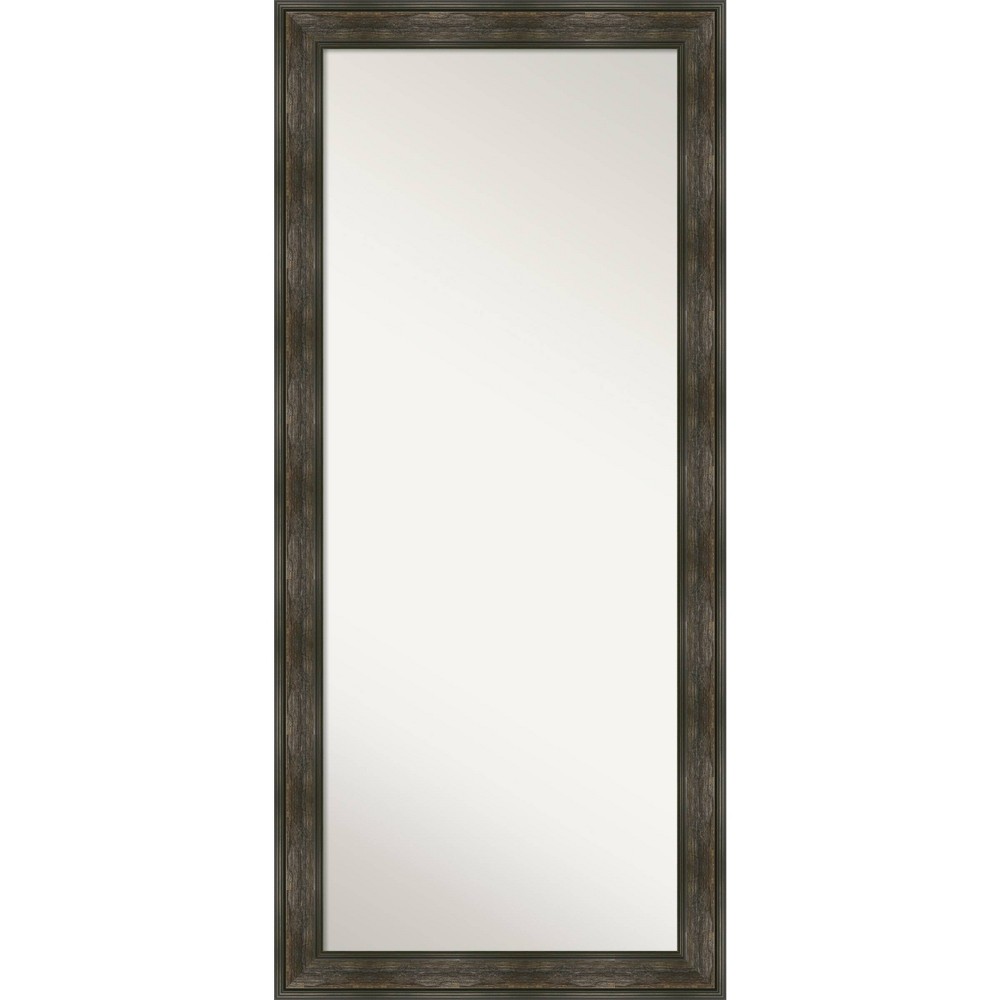 Photos - Wall Mirror 30" x 66" Non-Beveled Rail Rustic Char Full Length Floor Leaner Mirror - A