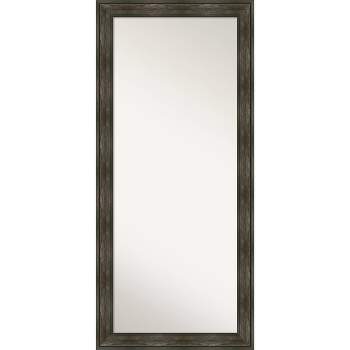 30" x 66" Non-Beveled Rail Rustic Char Full Length Floor Leaner Mirror - Amanti Art