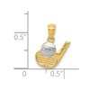 Black Bow Jewelry 14k Yellow Gold and White Rhodium Two Tone Golf Club and Ball Pendant - 3 of 4