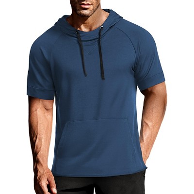 COOFANDY Men's Short Sleeve Hoodie Workout Gym Sweatshirt Muscle Fit Fashion Athletic Hoodies Pullover Cotton Hooded T-Shirts