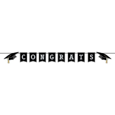 Beistle Congrats Grad Streamer, 6.5" x 6', (2/Pkg) Multicolored