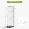 NicBex 4-Tier Glass Display Cabinet,Tempered Glass Showcase on Wheels with Acrylic Shelves & Lock,Storage Rack for Living Room,Bedroom - 3 of 4