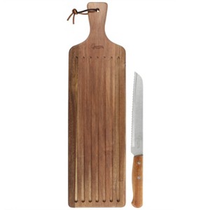 Gibson Elite 2 Piece Acacia Wood Serving Board and Bread Knife Set in Brown - 1 of 4