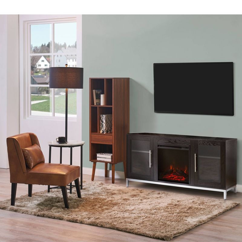 Lainey 54&#34; TV Stand for TVs up to 65&#34; with Electric Fireplace Black/Silver - Teamson Home, 3 of 13