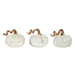 Transpac Bubble Glass Mini Pumpkins Set of 3 Decorative Objects Pumpkin Figurines Clear Glass Fall Harvest Tabletop Decor Indoor Use Gift Giving and - 1 of 3