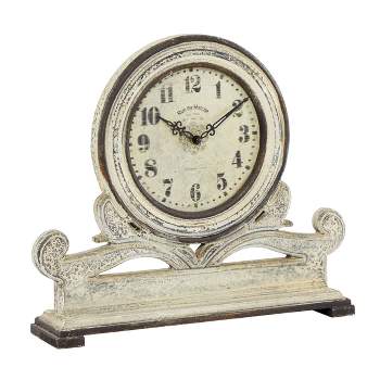 15"x16" Wooden Scroll Clock White - Olivia & May