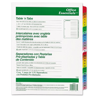 Office Essentials Table 'n Tabs Dividers 31-Tab Letter 11681