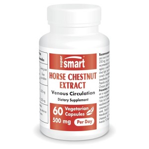 SuperSmart Horse Chestnut Extract 500mg per Day (High Strength) - 20% Aescin Supplement | Non-GMO & Gluten Free - 60 Vegetarian Capsules - 1 of 1