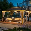 EROMMY 12' X 16' Hardtop Gazebo Aluminum Frame Gazebo with Galvanized Steel Double Roof - 3 of 4