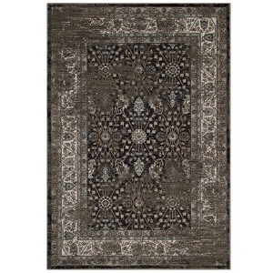 Modway Berit 5x8 Area Rug – Distressed Vintage Floral Lattice in Brown/Beige, Tight Low Pile Two-Ply Polypropylene Yarn Carpet - 1 of 4