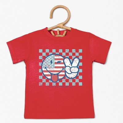 The Juniper Shop SmileyWorld Patriotic Checkered Peace Toddler Short Sleeve Tee