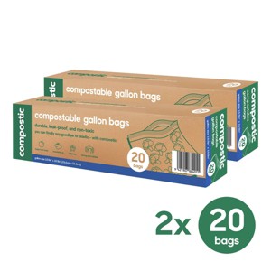 Compostic 2 Pack/20 Count Each 100% Compostable Gallon Bags - 1 of 4