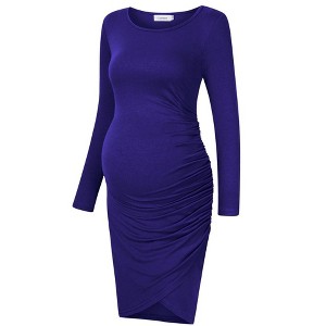 Maternity Dresses Casual Ruched Irregular Bodycon Mini Dress - 1 of 1
