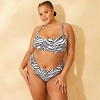 Women's Textured Mid-Rise High Leg Cheeky Bikini Bottom - Wild Fable™ Black/White Zebra Print - 3 of 3