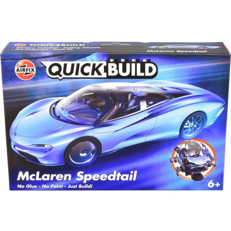 Skill 1 Model Kit McLaren Speedtail Light Blue with Black Top Snap Together Painted Plastic Model Car Kit by Airfix Quickbuild, 1 of 5