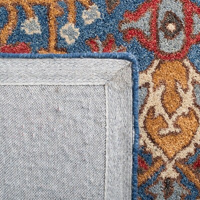 Antiquity Blue and Red Hand-Tufted Wool 8' x 10' Area Rug